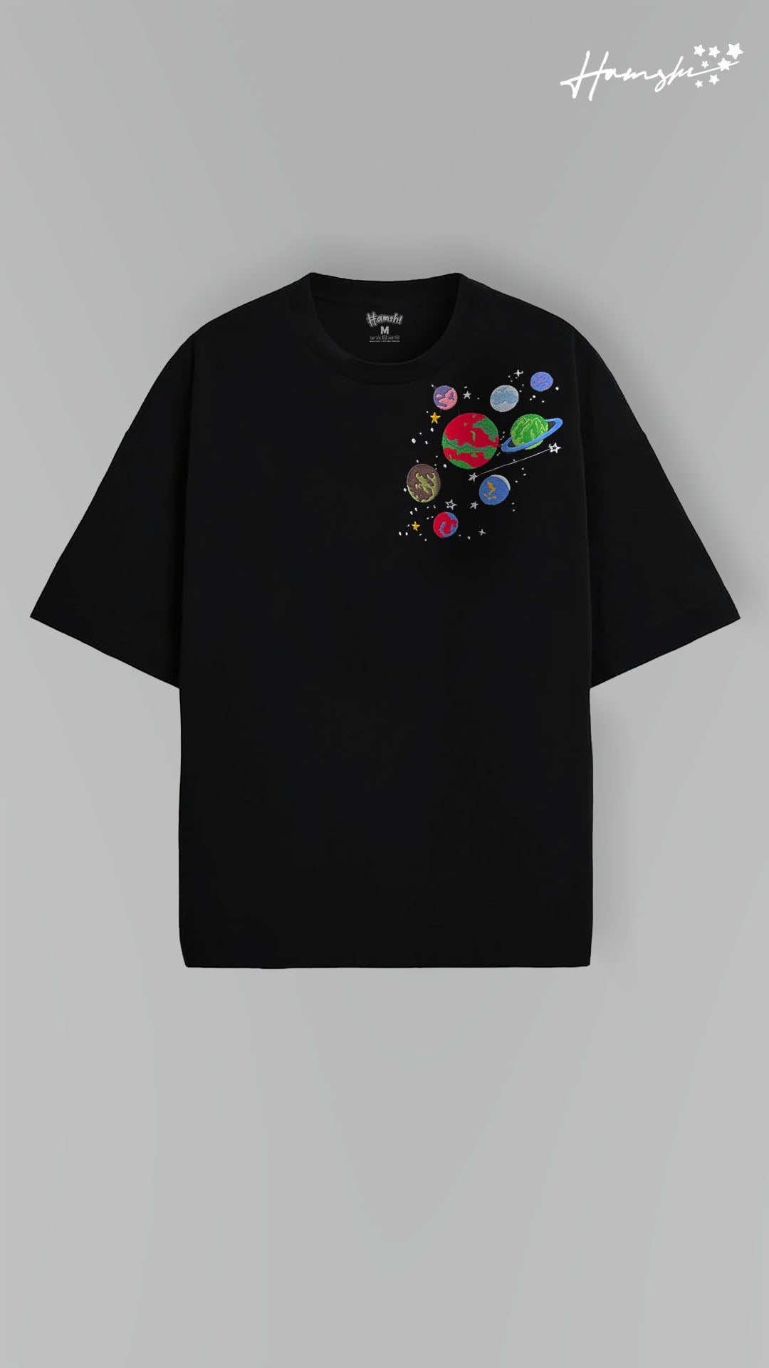 Galaxy Embroidery T-shirt - Black