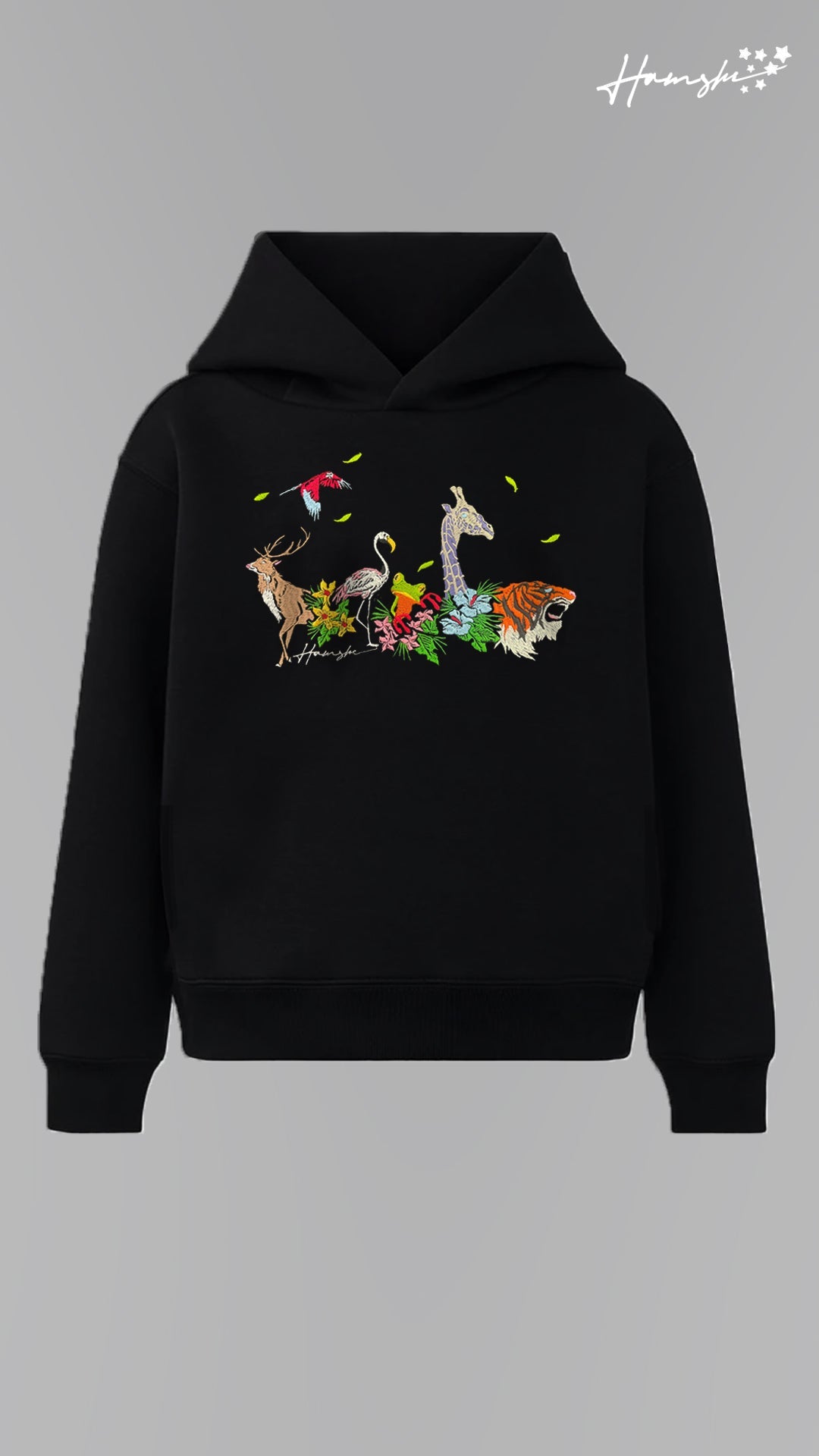 Jungle Embroidery Hoodie - Black