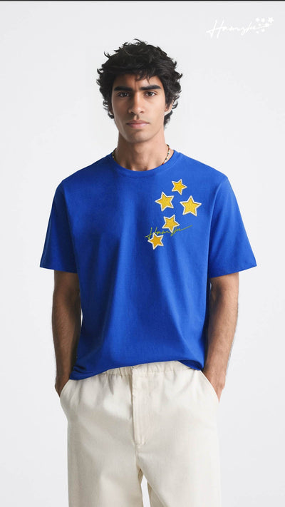 Stars 3D Embroidery T-shirt - Blue