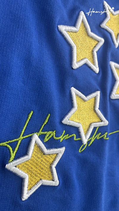 Stars 3D Embroidery T-shirt - Blue