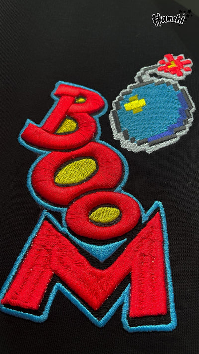 Boom -3D Embroidery T-shirt - Black