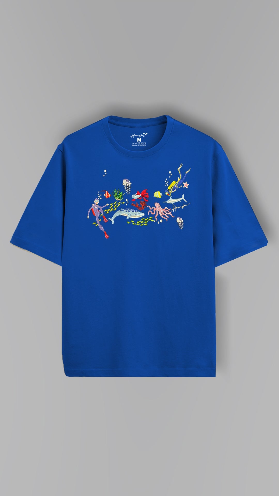 Scuba Divers Embroidery T-shirt - Blue