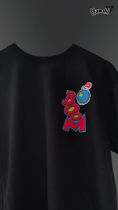Boom -3D Embroidery T-shirt - Black