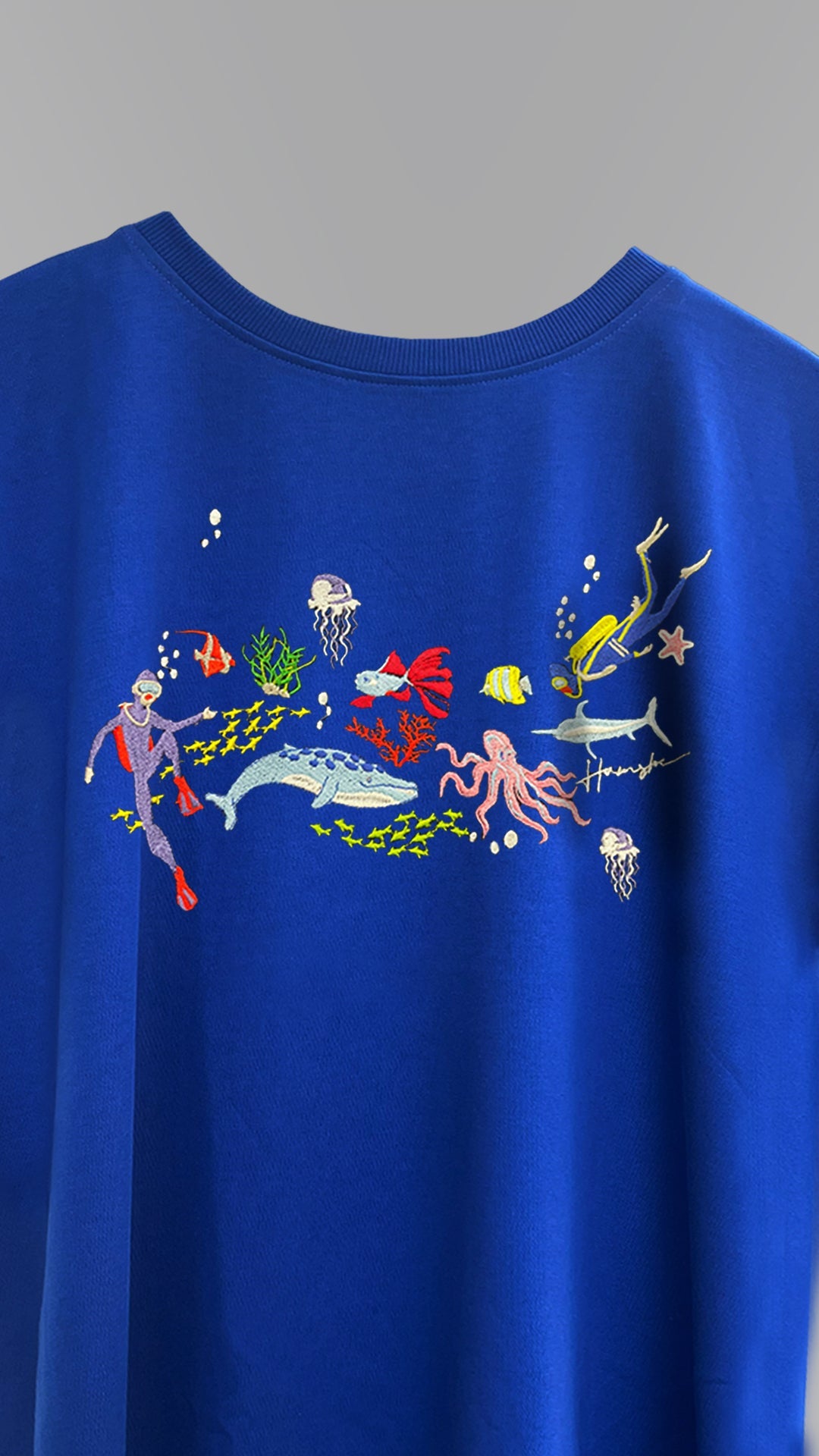 Scuba Divers Embroidery T-shirt - Blue