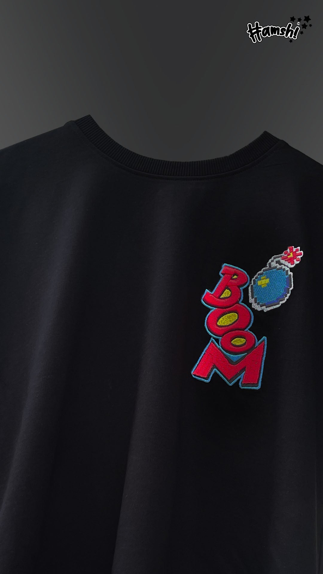 Boom -3D Embroidery T-shirt - Black
