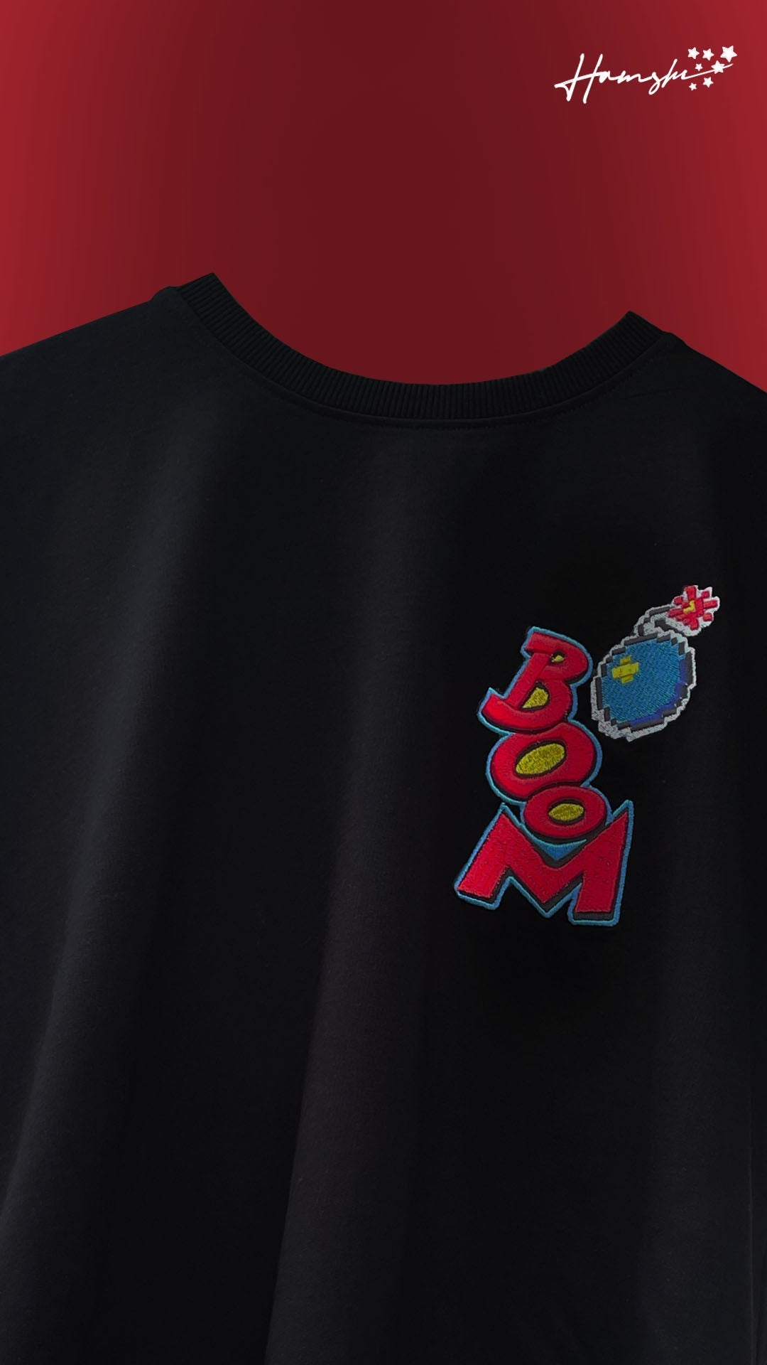 Boom -3D Embroidery T-shirt - Black