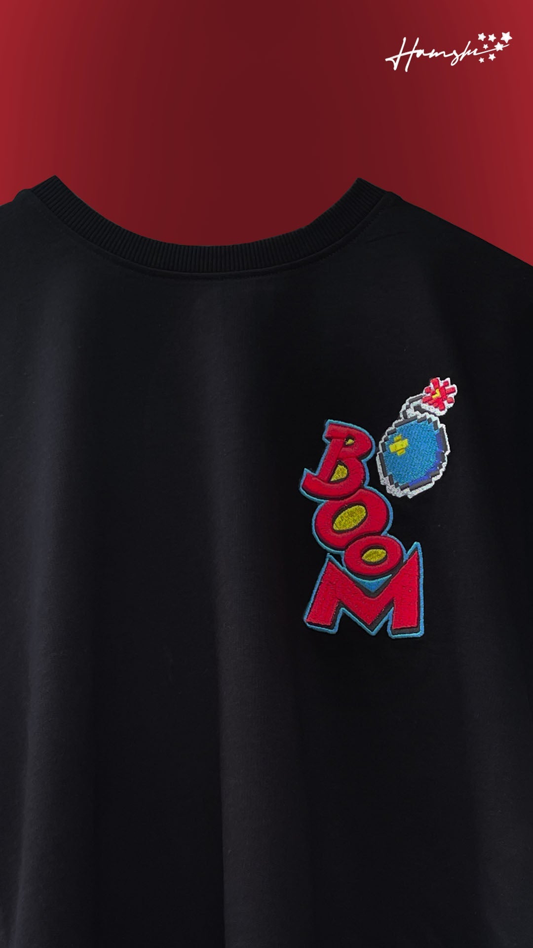 Boom -3D Embroidery T-shirt - Black