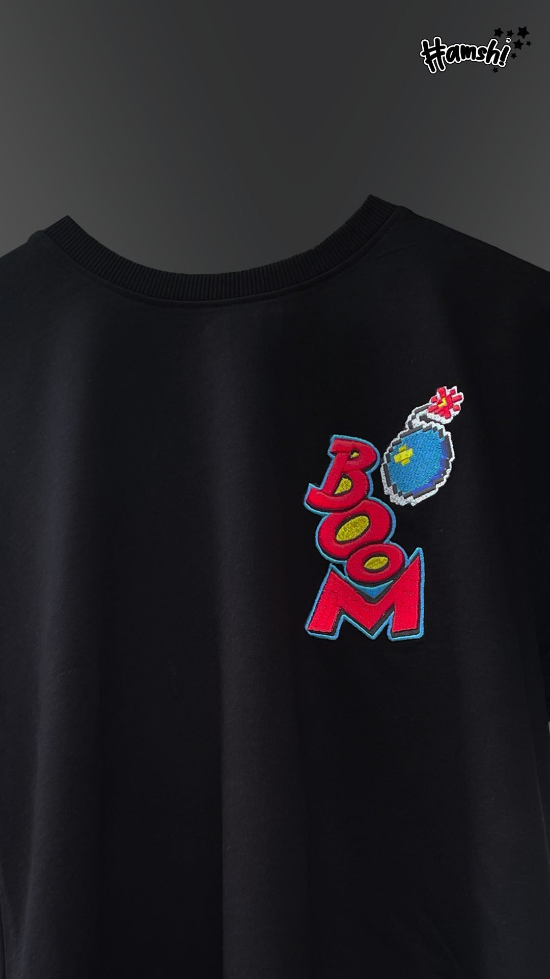 Boom -3D Embroidery T-shirt - Black