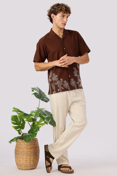 Cocoa Bamboo Embroidered Resort Shirt