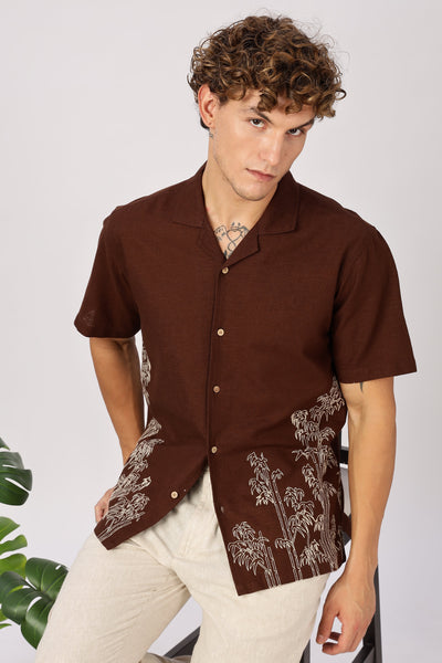 Cocoa Bamboo Embroidered Resort Shirt