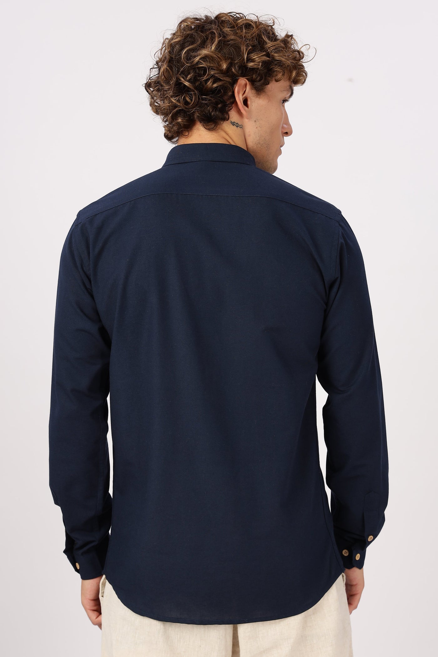 'Tides & Palms' Embroidered Navy Shirt