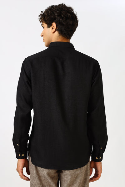 The Crest of Leisure Black Embroidery Shirt