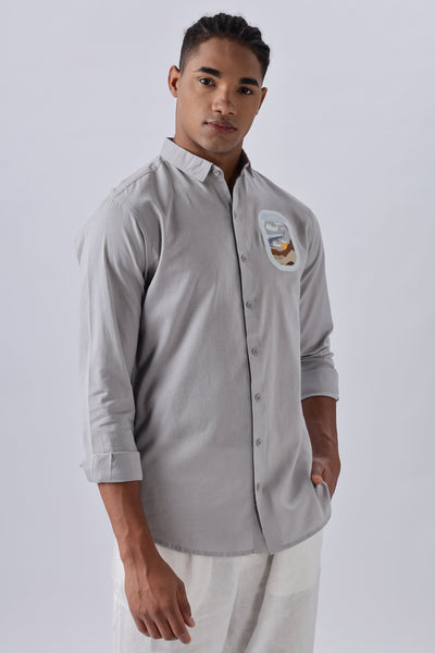 Venice Grey Wanderlust Embroidery Shirt