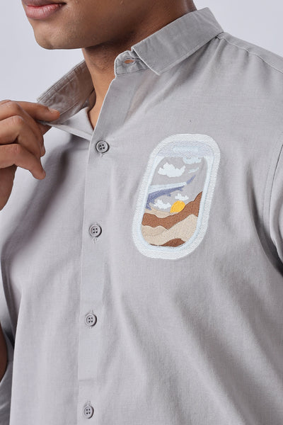 Venice Grey Wanderlust Embroidery Shirt