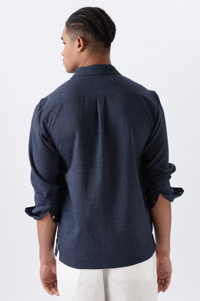Midnight Nomad Navy Embroidery Box Fit Shirt