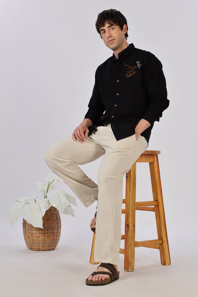 Shadow Grove Owl Embroidered Shirt