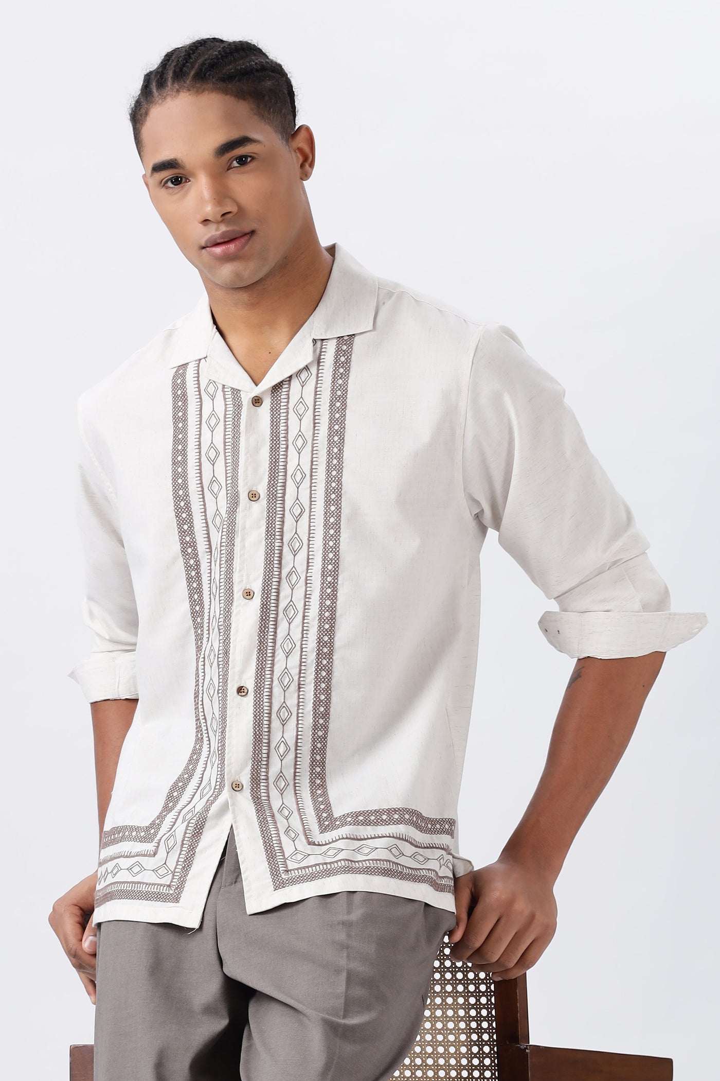 Havana Hour Shirt – Sandstone Embroidery Shirt