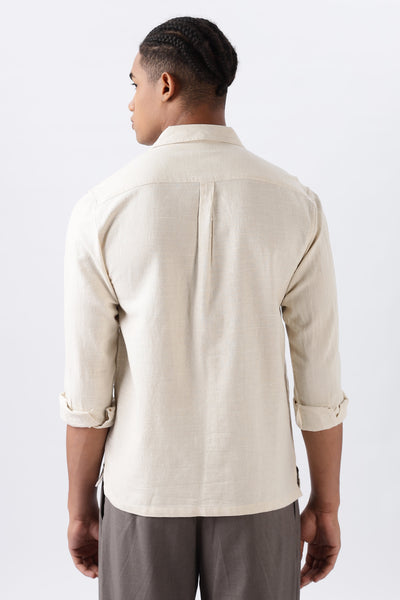 Olive Grove Pure Cotton-Linen Embroidered Shirt