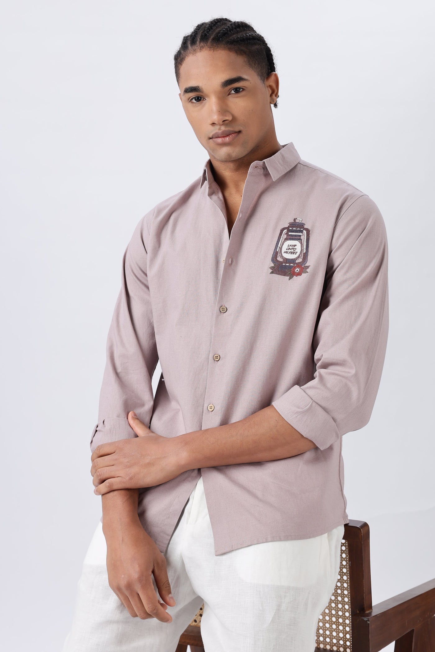 Oslo Pink Lamp Embroidery Shirt