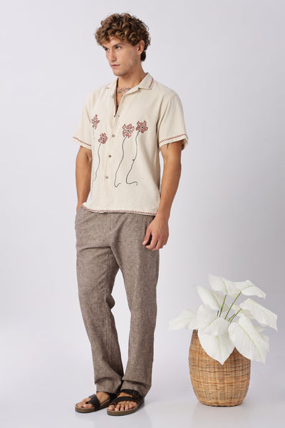 Bloomline Beige Embroidered Shirt