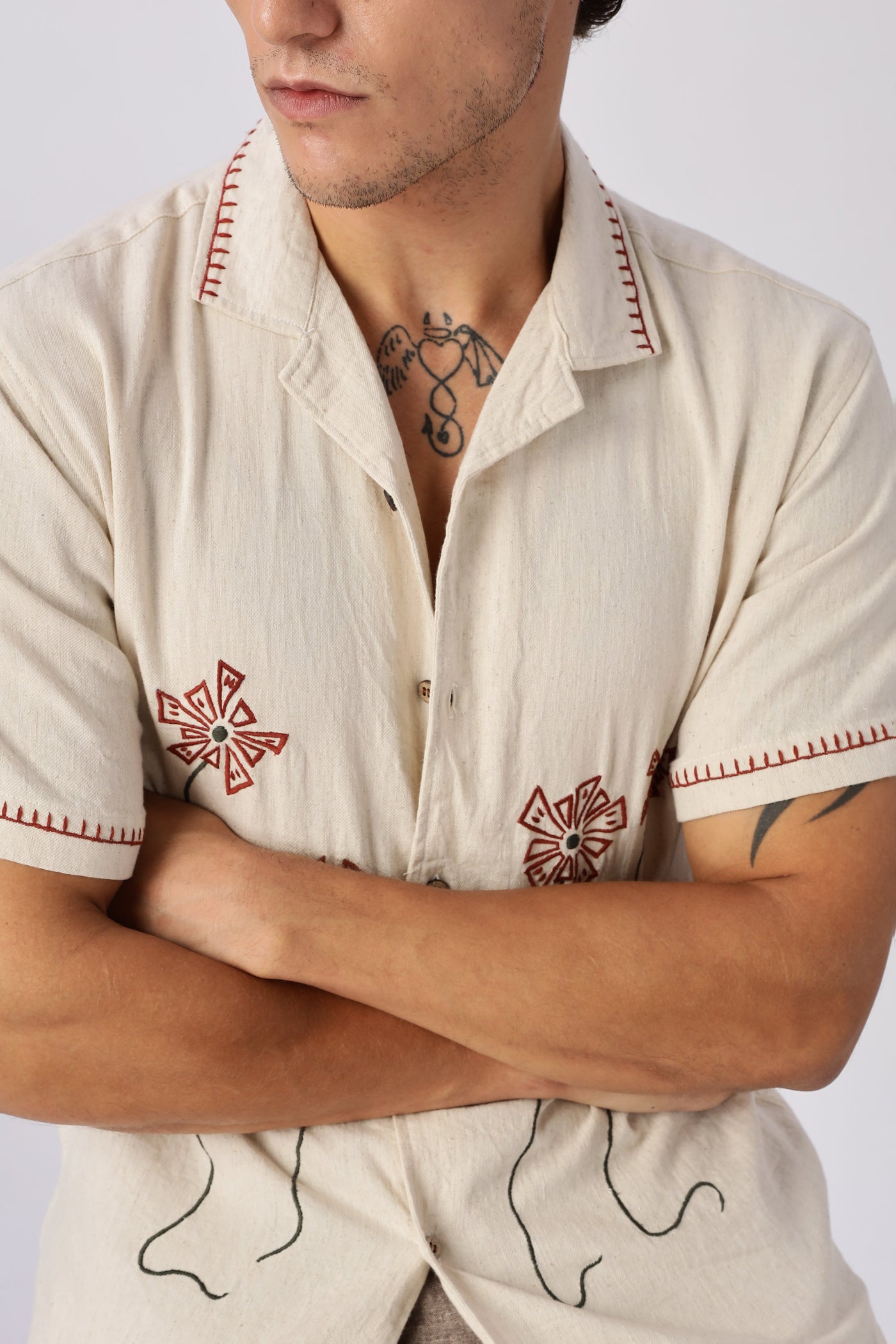 Bloomline Beige Embroidered Shirt