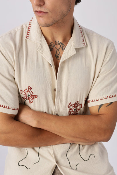 Bloomline Beige Embroidered Shirt