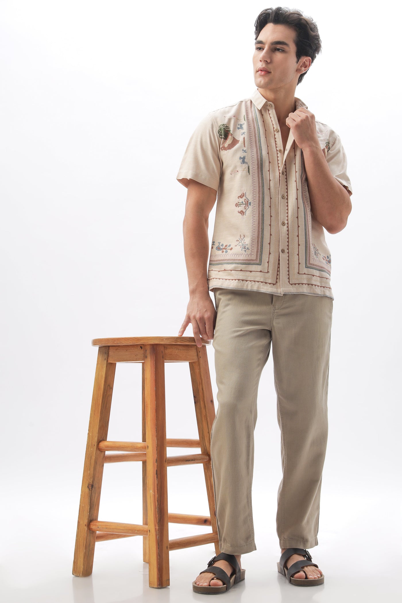 Sands of Sahara” Embroidered Half Sleeve Shirt