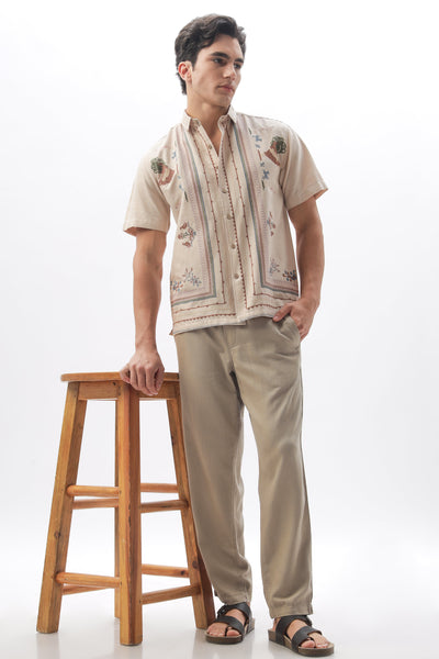 Sands of Sahara” Embroidered Half Sleeve Shirt