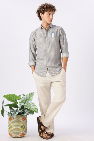 Certified Sunblocker Embroidery Striped Shirt