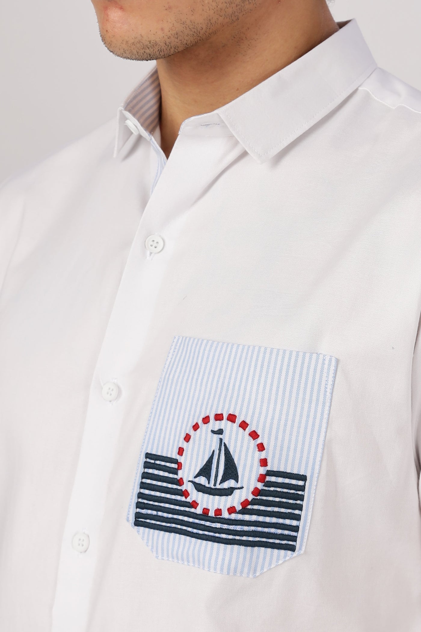 Whispers of the Coastline Embroidery Shirt