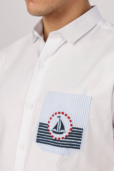 Whispers of the Coastline Embroidery Shirt