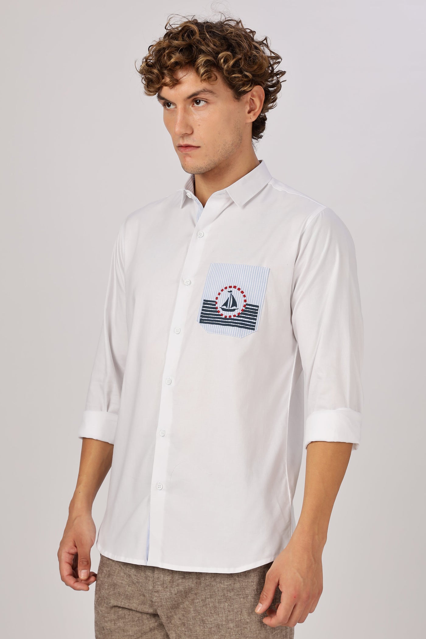 Whispers of the Coastline Embroidery Shirt