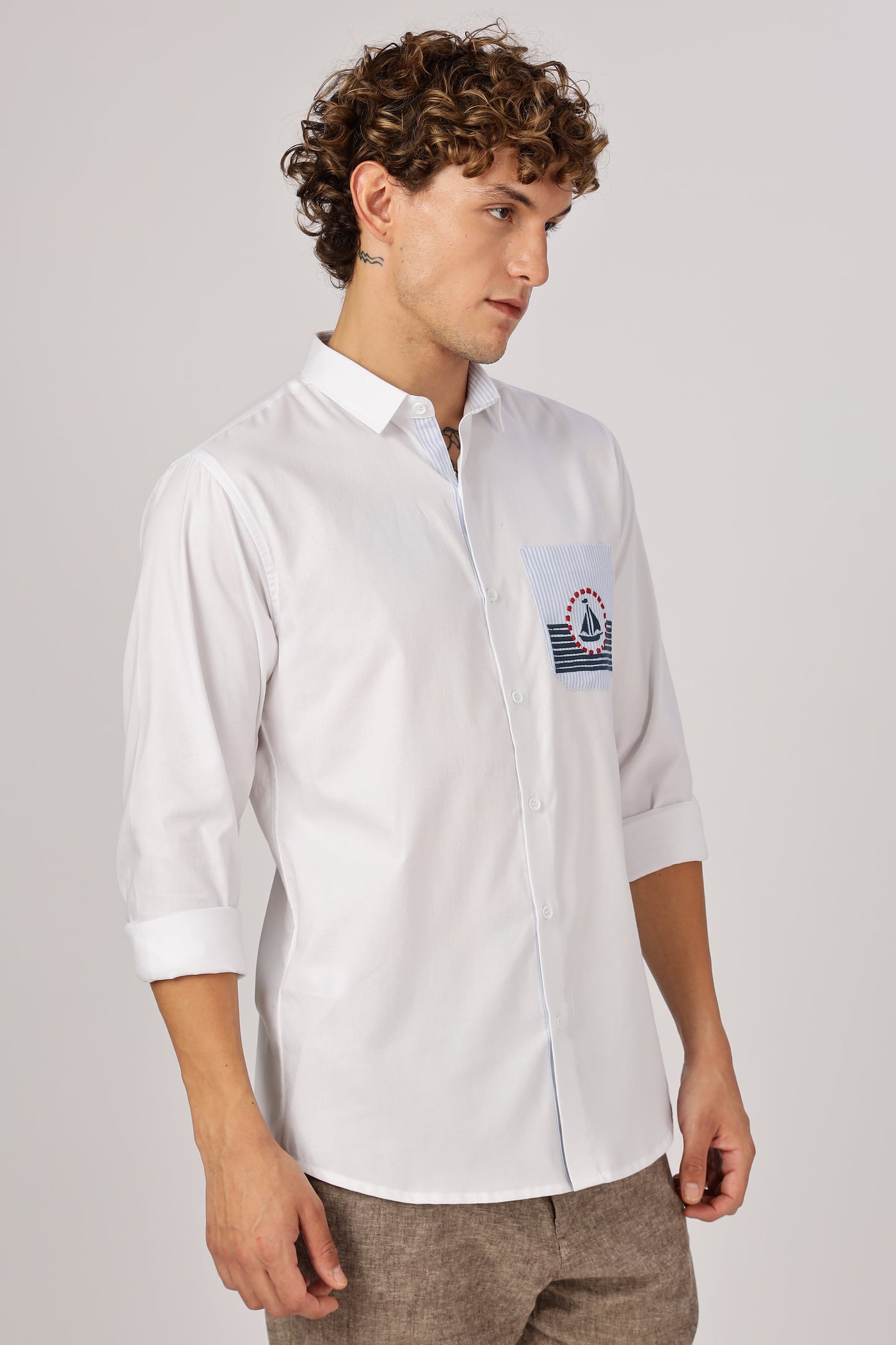 Whispers of the Coastline Embroidery Shirt