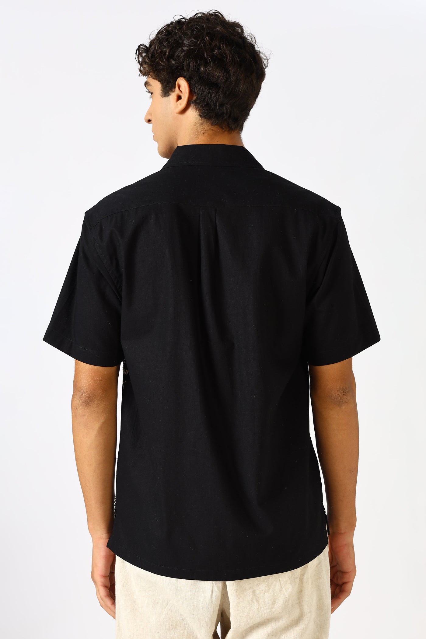 Starlit Petal Embroidered Cuban Collar Shirt