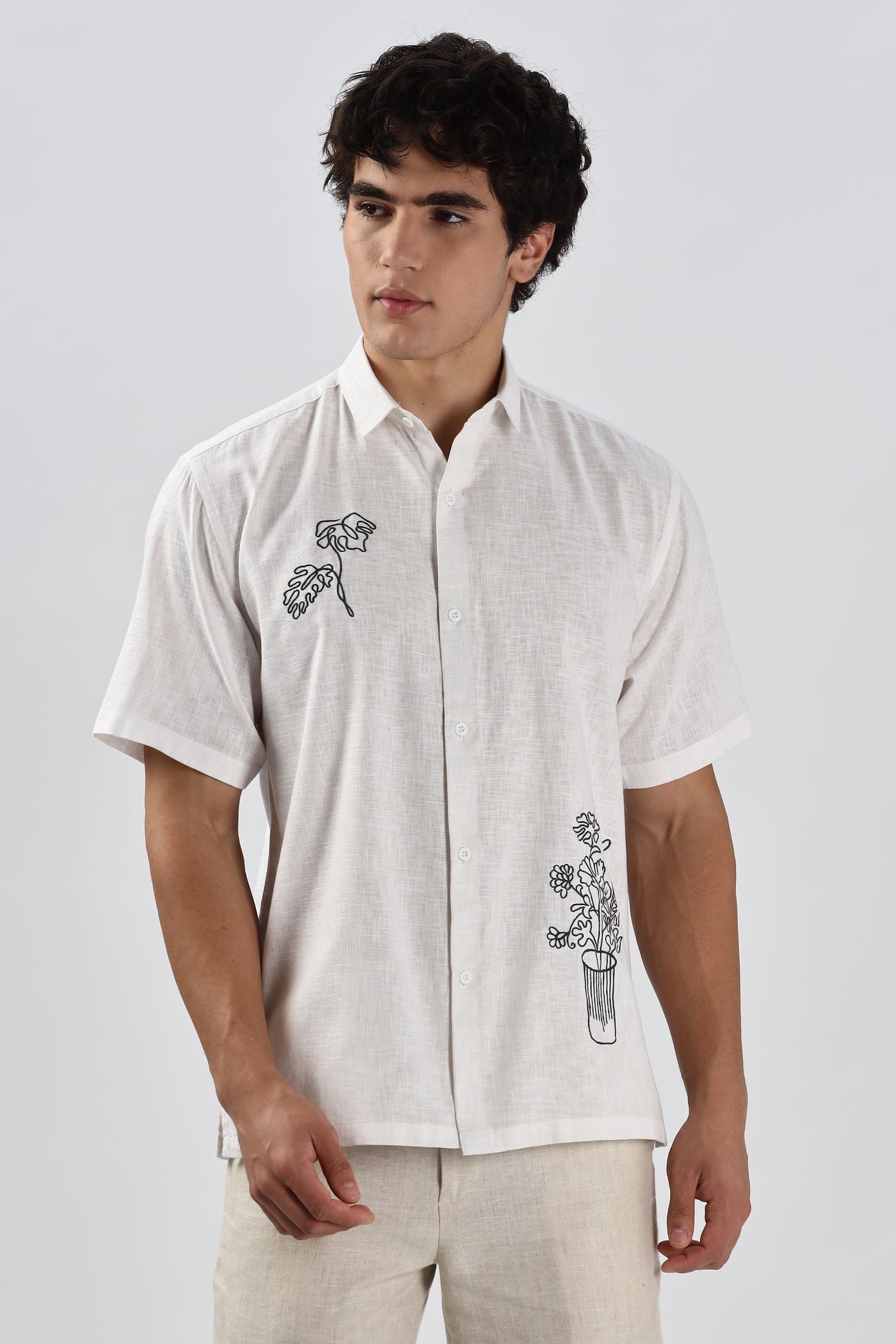 Sketches on Silence Embroidered Shirt