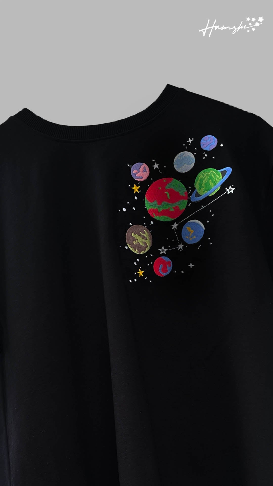 Galaxy Embroidery T-shirt - Black