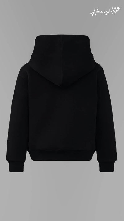 Planes Strike Embroidery Hoodie - Black