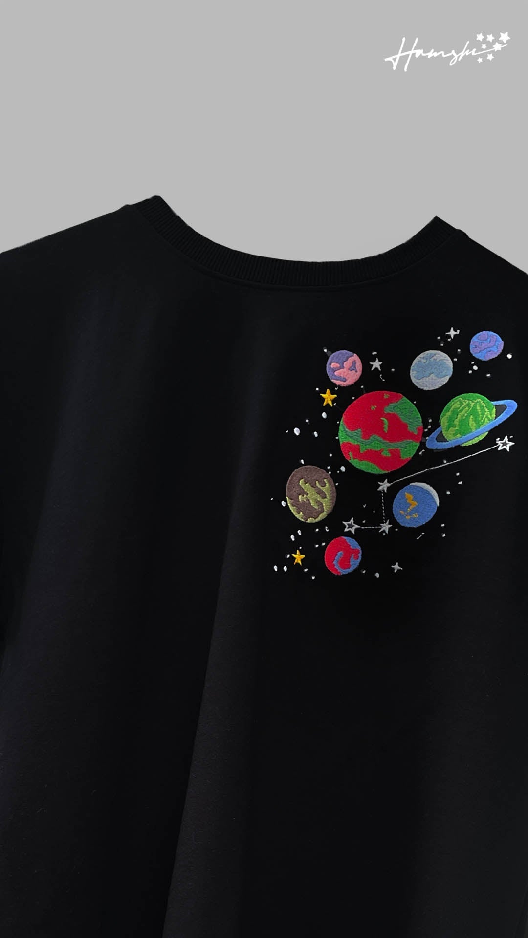Galaxy Embroidery T-shirt - Black
