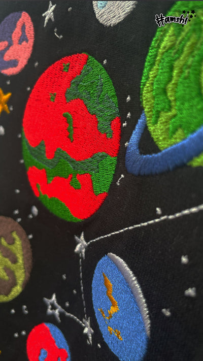 Galaxy Embroidery T-shirt - Black