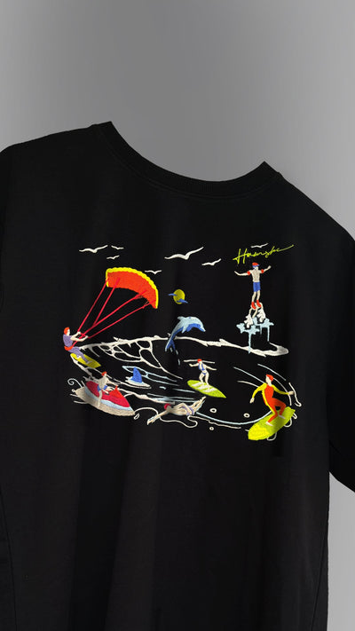 Sea Surfers Embroidery T-shirt - Black