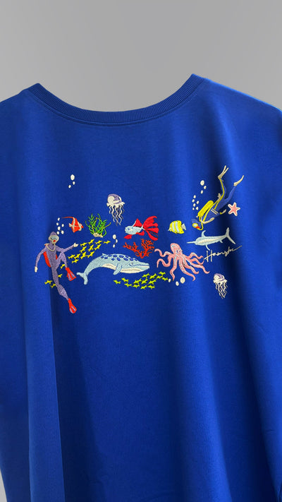 Scuba Divers Embroidery T-shirt - Blue