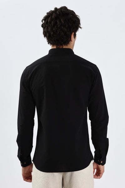Arctic Reindeer Black Embroidery Shirt