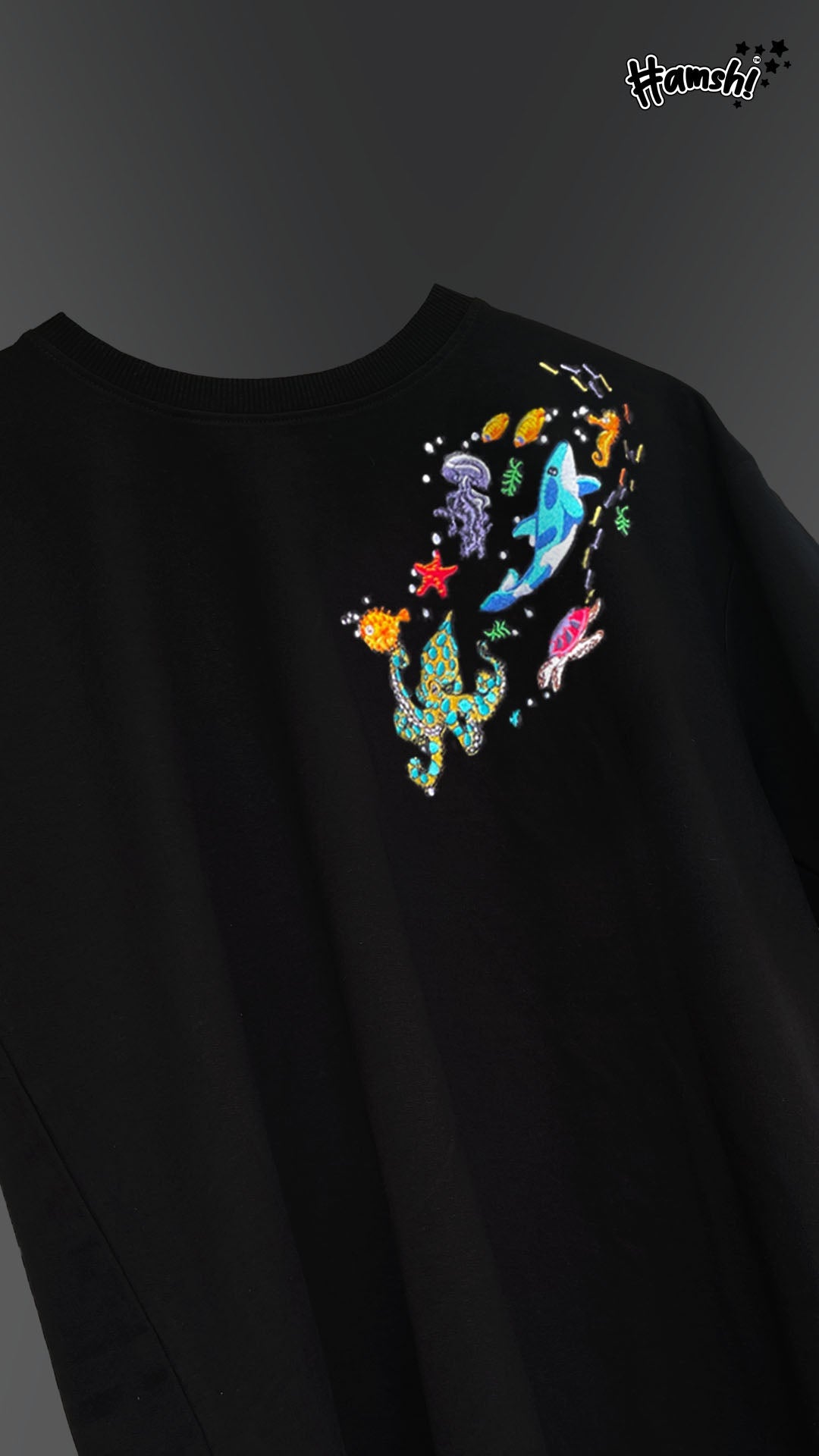 Marine Embroidery T-shirt - Black