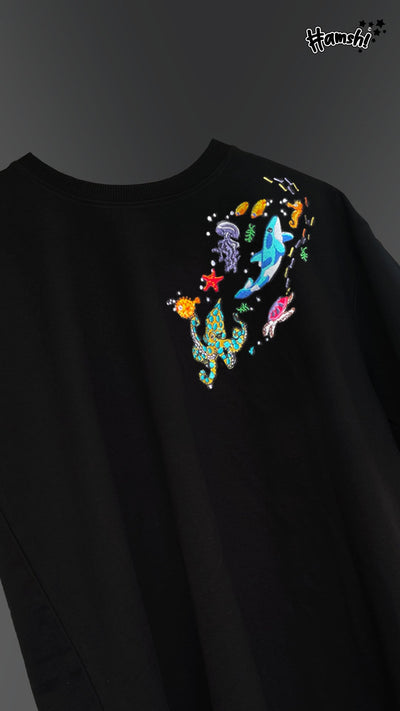 Marine Embroidery T-shirt - Black