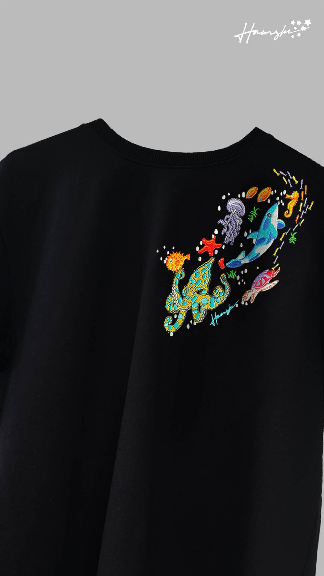Marine Embroidery T-shirt - Black