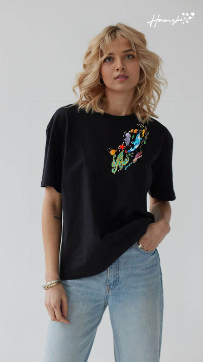 Marine Embroidery T-shirt - Black