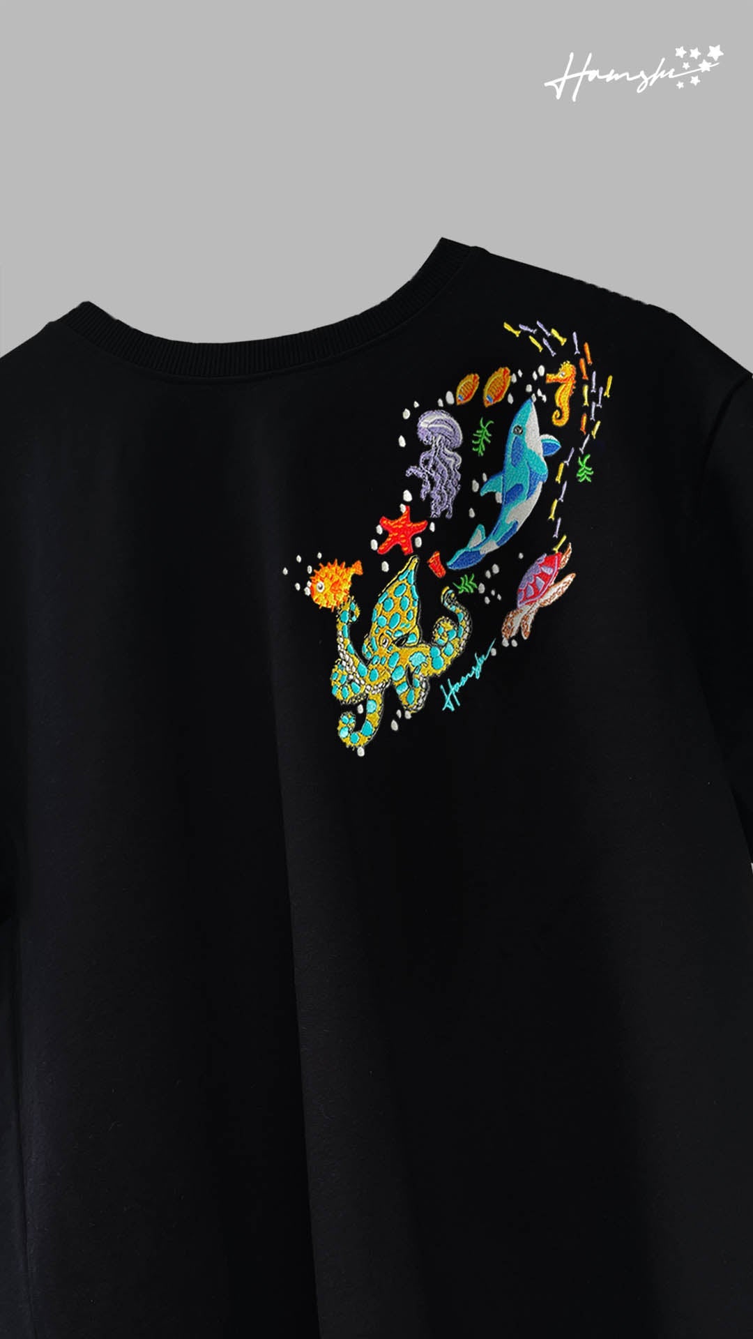Marine Embroidery T-shirt - Black