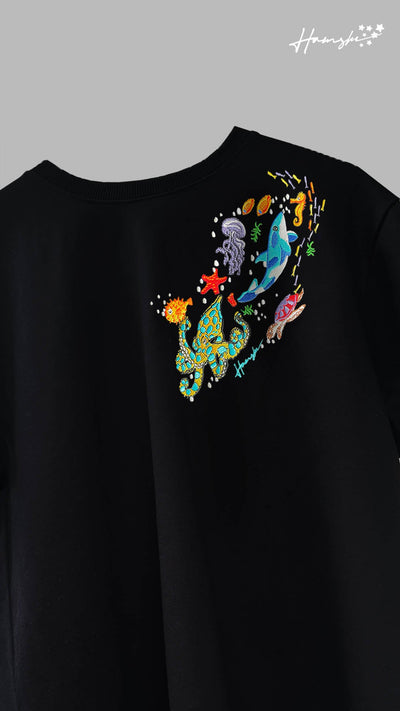 Marine Embroidery T-shirt - Black