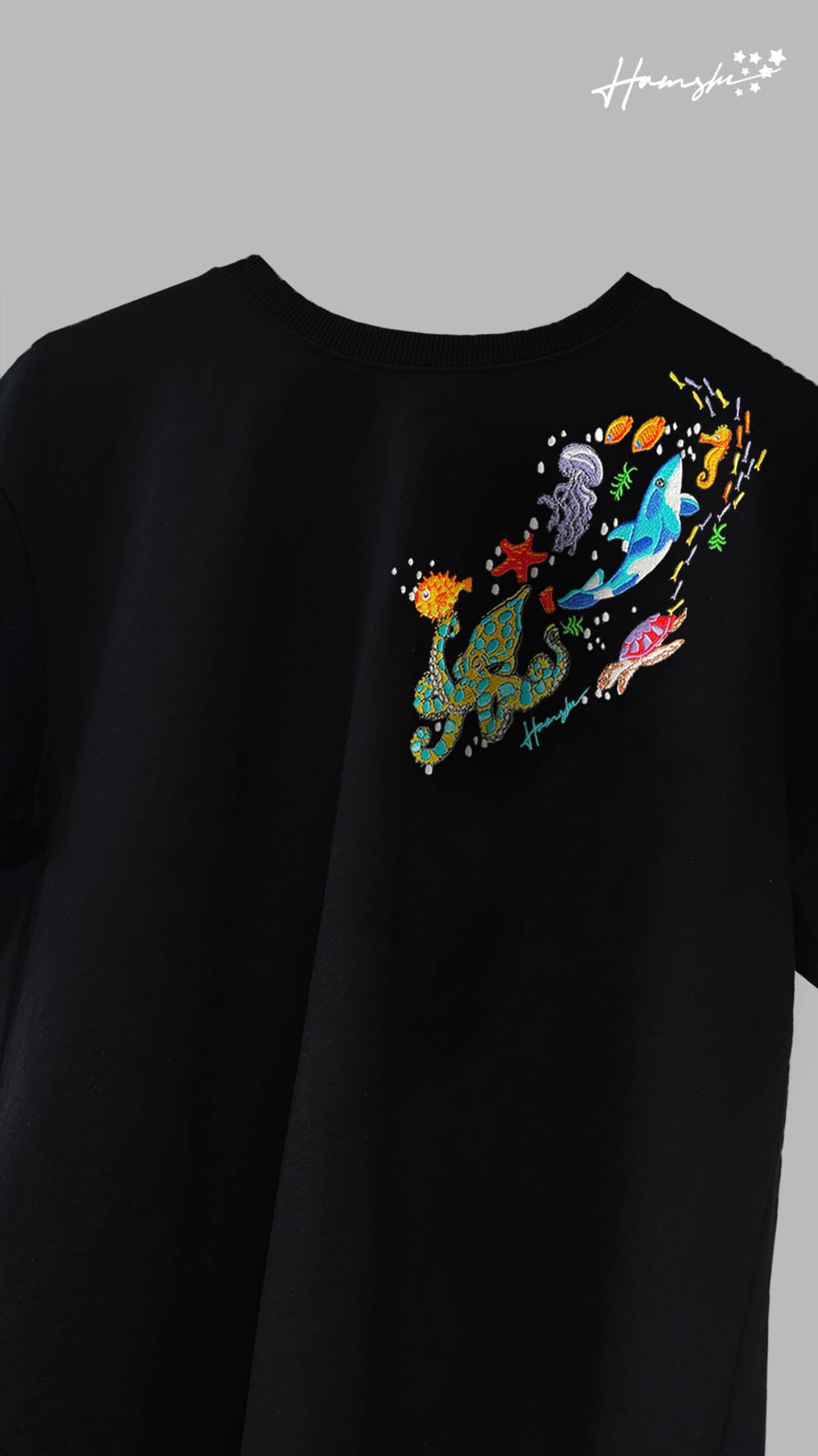 Marine Embroidery T-shirt - Black