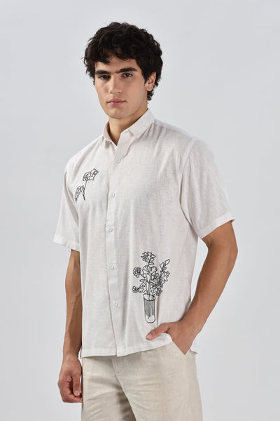 Sketches on Silence Embroidered Shirt